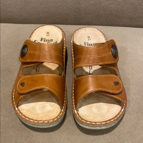 Finn Comfort Women’s Leather  Brown Sandals Yuka Cognac