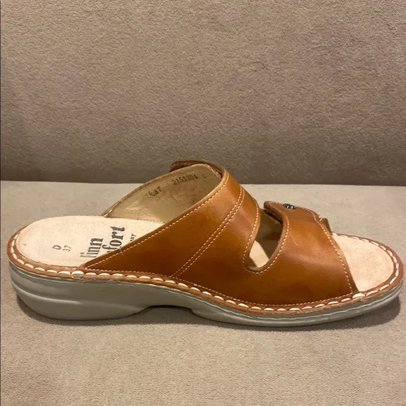 Finn Comfort Women’s Leather  Brown Sandals Yuka Cognac