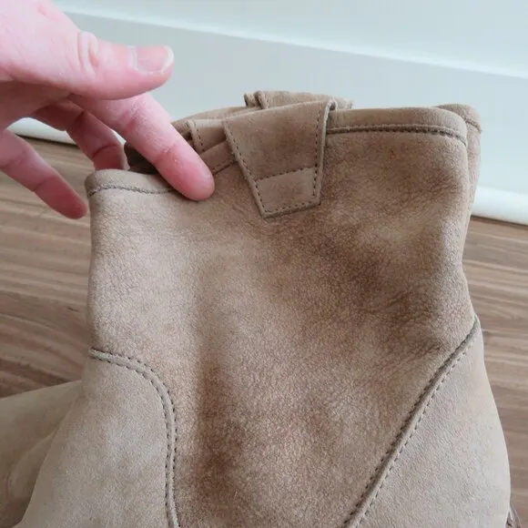 FIORENTINI   BAKER Slouch Western Ankle Booties Boots in Beige Suede Leather