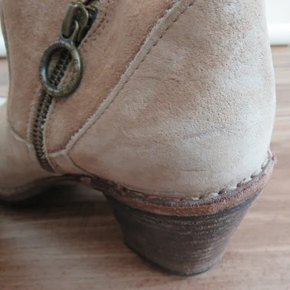 FIORENTINI   BAKER Slouch Western Ankle Booties Boots in Beige Suede Leather