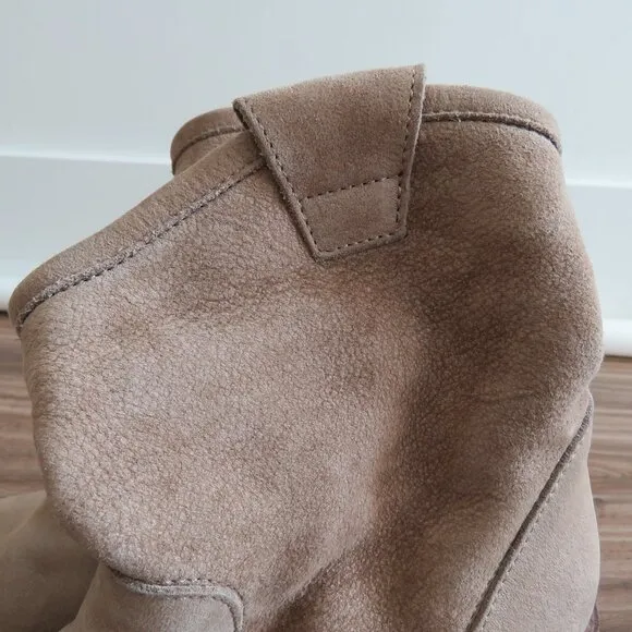 FIORENTINI   BAKER Slouch Western Ankle Booties Boots in Beige Suede Leather