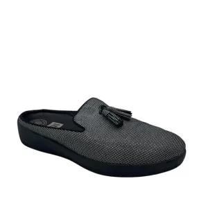 Fitflop Superskate Women's 7.5 Mule Black White Houndstooth Slip On Loafers