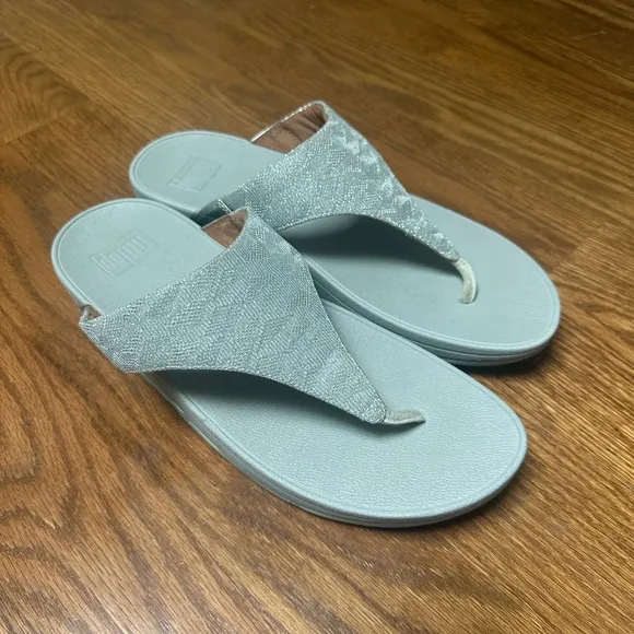 FitFlop Women's Lulu Glitz Toe Post Wedge Sandal