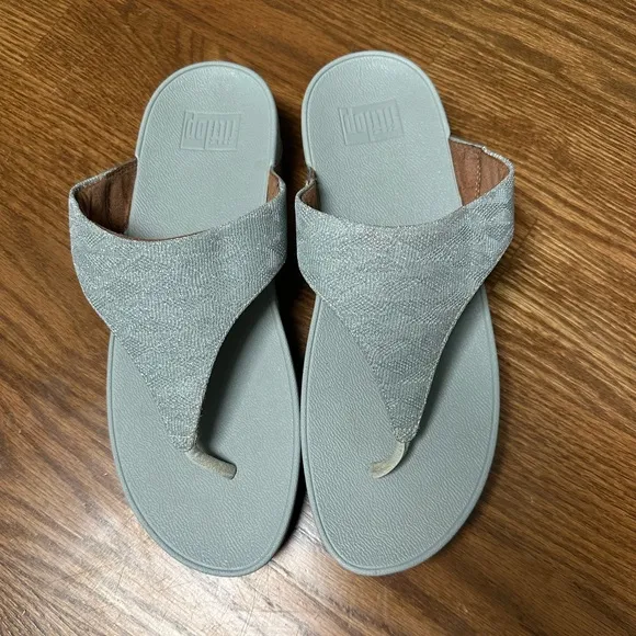 FitFlop Women's Lulu Glitz Toe Post Wedge Sandal