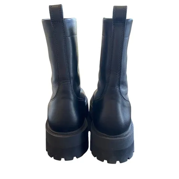 Flattered Alma Leather Ankle Boots Lugged Sole Zip Front Edgy Grunge Motto Sz 6