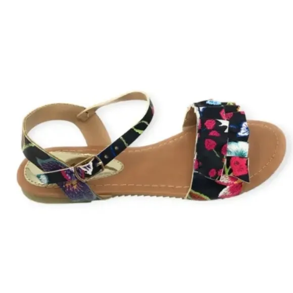 Floral Black Sandals Sz 8