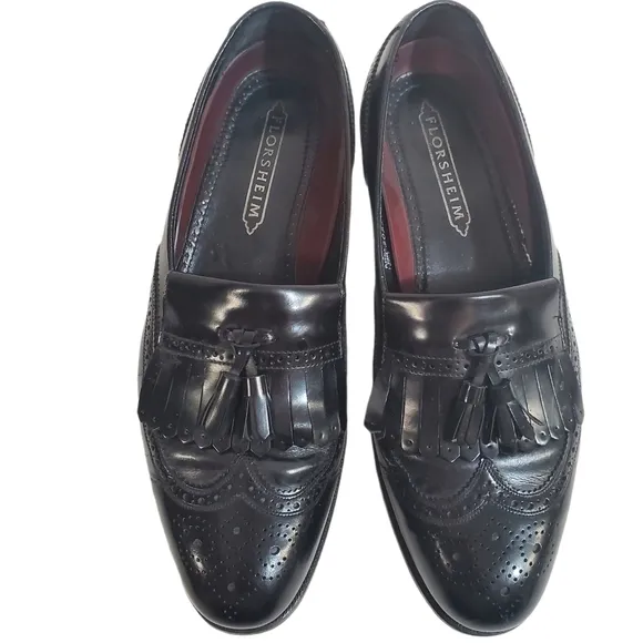 Florsheim Black Kiltie Tassel Leather Loafers