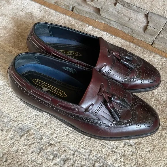 Florsheim Imperial Lexington Vintage Loafers Wing Tip Tasseled Dress Shoes: 9D