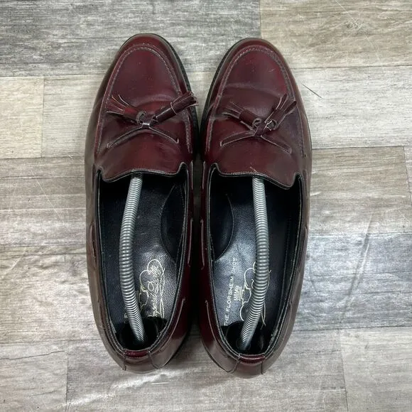 Florsheim Imperial Wingtip Loafers Men's 11 D Burgundy Maroon Leather Vintage