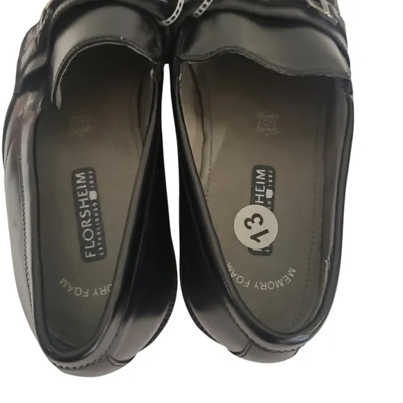 Florsheim New Black Men's Leather Dress Shoes Loafers Size 13 Forum Bit Slip On