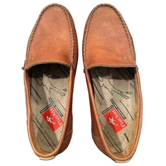 Fluchos‎ Neo Brown Tan Leather Slip on Loafers 7882 Men's EU 41.