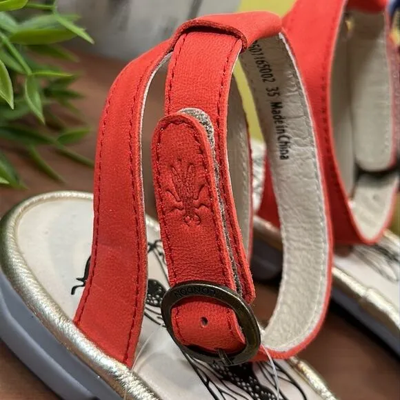 FLY London Cune Leather Multi-Strap Sandals Size 35