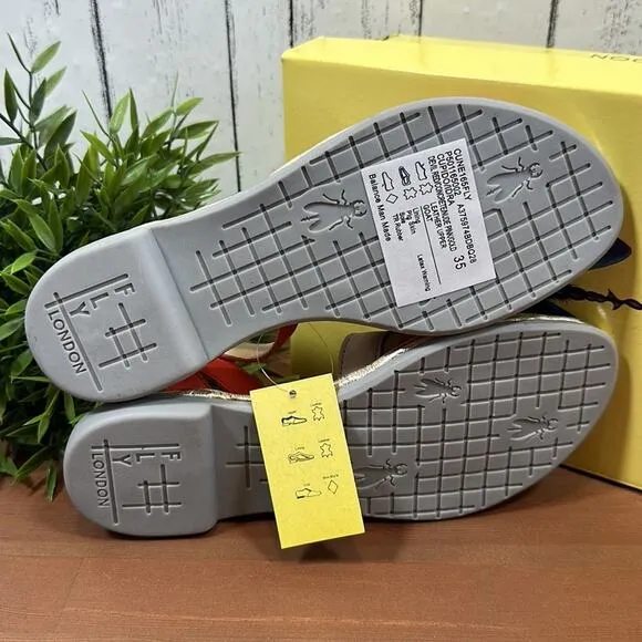 FLY London Cune Leather Multi-Strap Sandals Size 35
