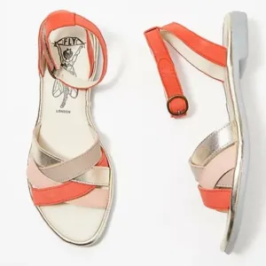 FLY London Cune Leather Multi-Strap Sandals Size 35