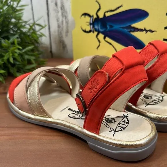FLY London Cune Leather Multi-Strap Sandals Size 35