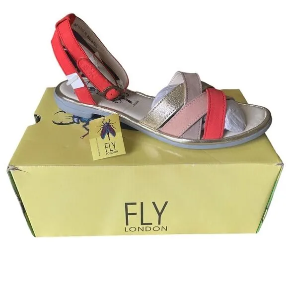 FLY London Womens Cune Leather Ankle Strap Sandals 40