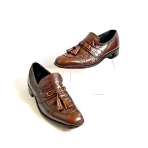 FOOTJOY Brown Leather Dress Loafers Sz 11.5 AAA A Extra Narrow Tassels