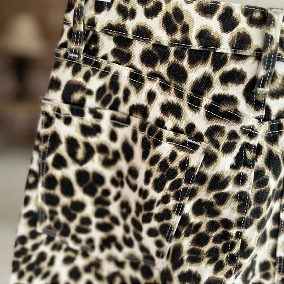 Frame Denim Ali High Waisted Cigarette Animal Print Skinny Stretch Jeans 26