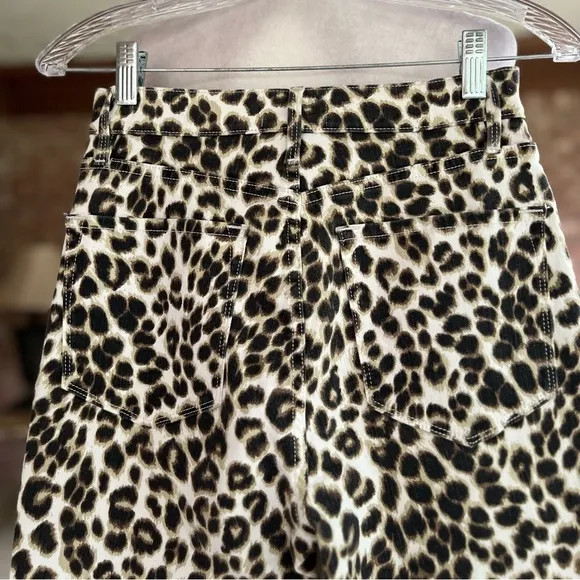 Frame Denim Ali High Waisted Cigarette Animal Print Skinny Stretch Jeans 26