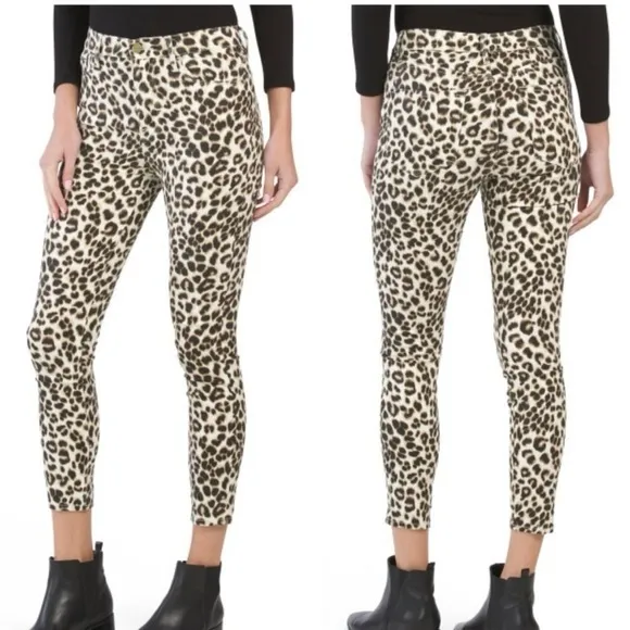 Frame Denim Ali High Waisted Cigarette Animal Print Skinny Stretch Jeans 26