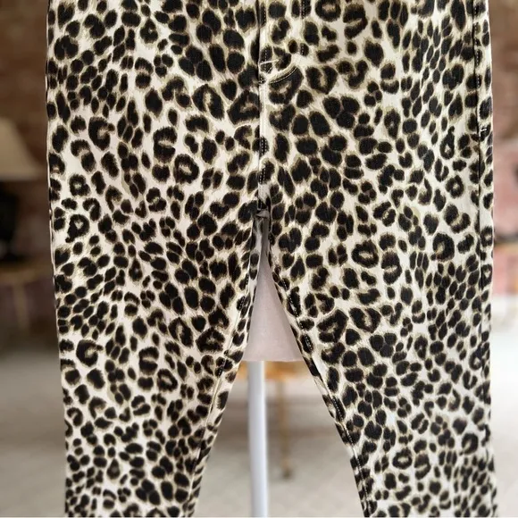 Frame Denim Ali High Waisted Cigarette Animal Print Skinny Stretch Jeans 26
