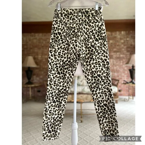 Frame Denim Ali High Waisted Cigarette Animal Print Skinny Stretch Jeans 26