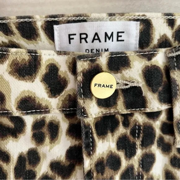 Frame Denim Ali High Waisted Cigarette Animal Print Skinny Stretch Jeans 26