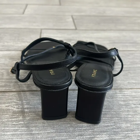 FRAME Le Braxton Strappy Black Leather Sandals New!