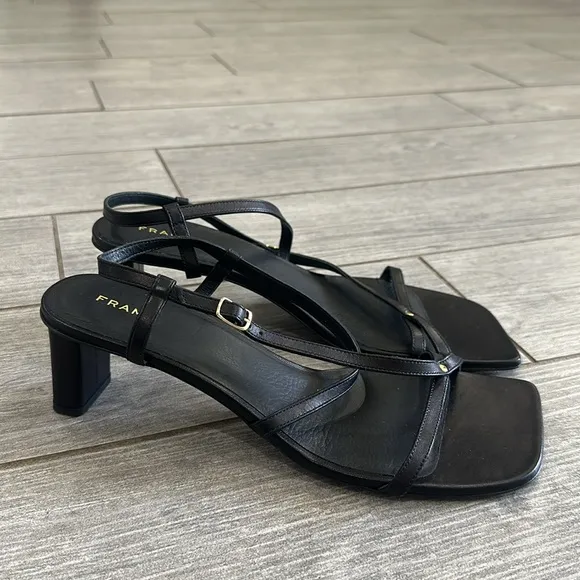 FRAME Le Braxton Strappy Black Leather Sandals New!