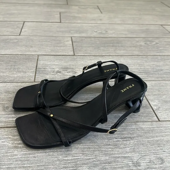 FRAME Le Braxton Strappy Black Leather Sandals New!