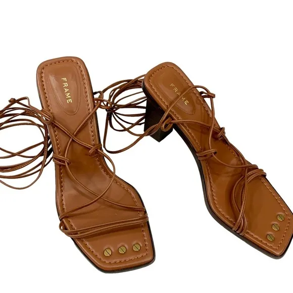 FRAME Le Doheny Strappy Lace Up Heel Sandals