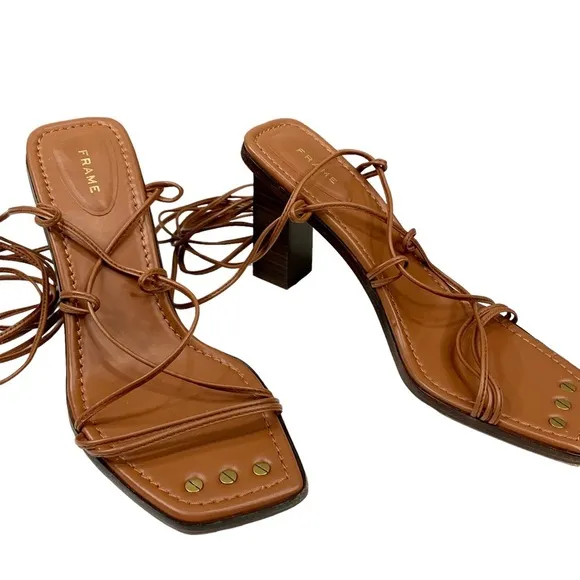 FRAME Le Doheny Strappy Lace Up Heel Sandals