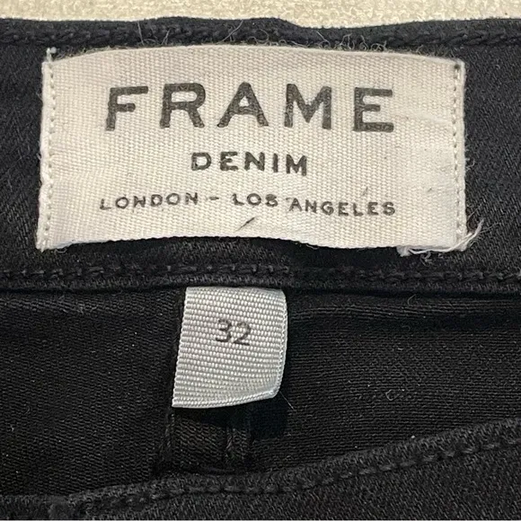 Frame Le Skinny de Jeanne Black Distressed Jeans Size 32