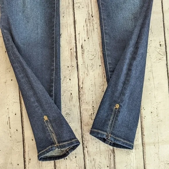FRAME Le Skinny de Jeanne dark wash slit rivet jeans FELLAH wash