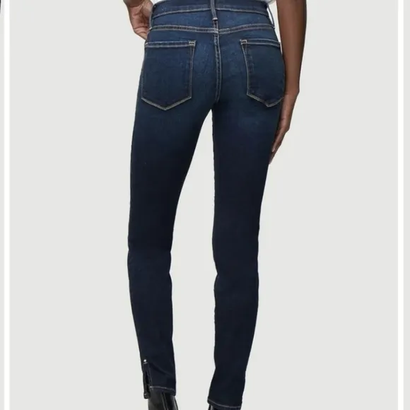 FRAME Le Skinny de Jeanne dark wash slit rivet jeans FELLAH wash