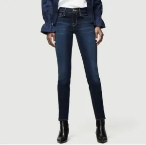 FRAME Le Skinny de Jeanne dark wash slit rivet jeans FELLAH wash