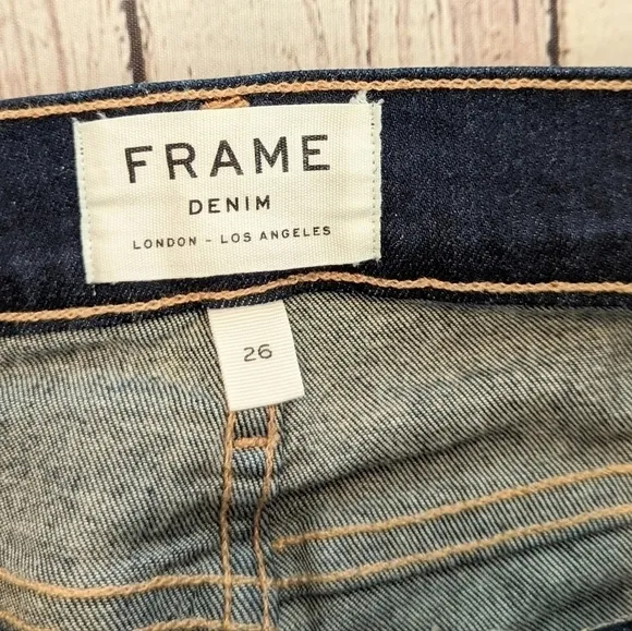 FRAME Le Skinny de Jeanne dark wash slit rivet jeans FELLAH wash