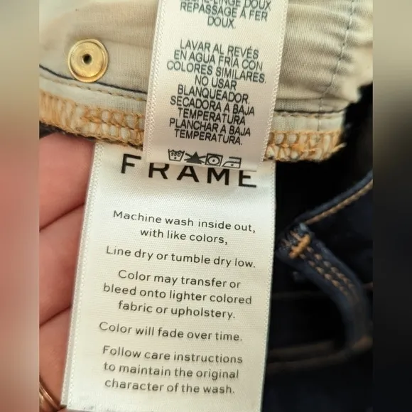 FRAME Le Skinny de Jeanne dark wash slit rivet jeans FELLAH wash