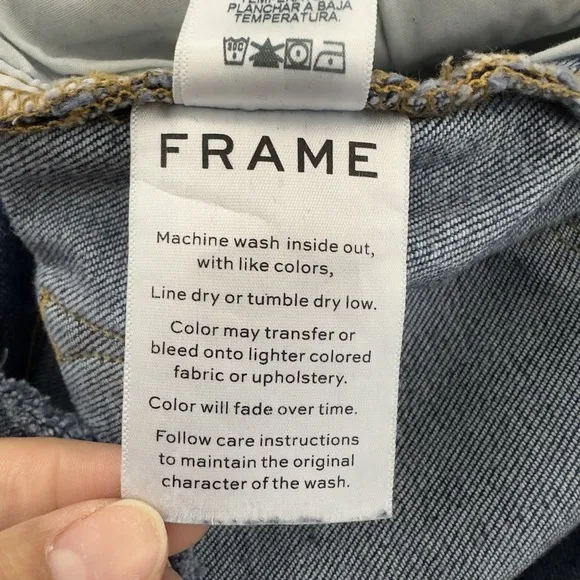 Frame Lee Skinny de Jeanne Distressed Jeans Size 26 Blue Mid-rise Raw Hem