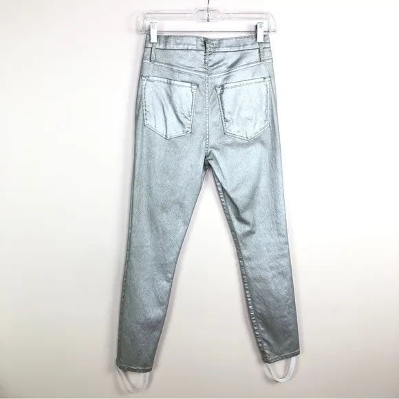 FRAME silver metallic Ali High Rise Cigarette Jeans