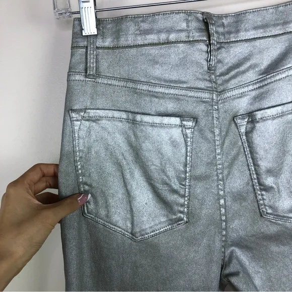 FRAME silver metallic Ali High Rise Cigarette Jeans