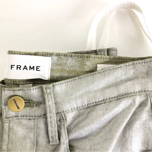 FRAME silver metallic Ali High Rise Cigarette Jeans