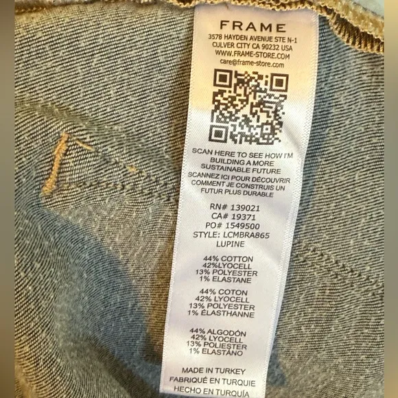 FRAME Women’s Le Crop Distressed Hem Mini Boot Cut Jeans, Size 32