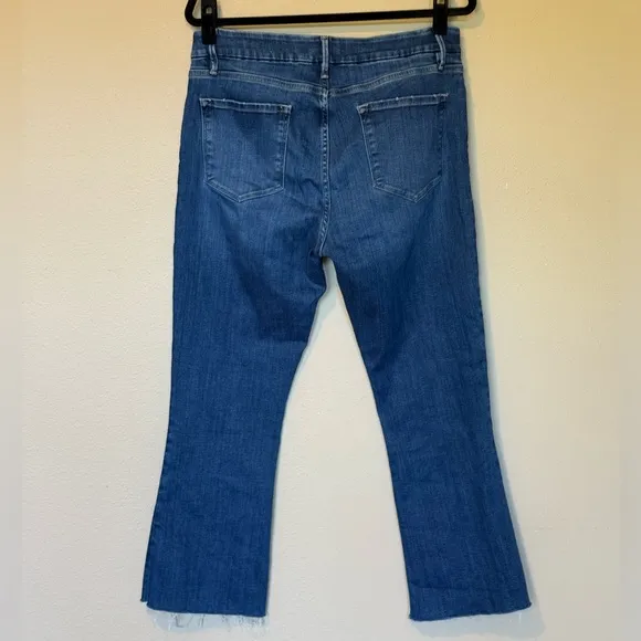 FRAME Women’s Le Crop Distressed Hem Mini Boot Cut Jeans, Size 32