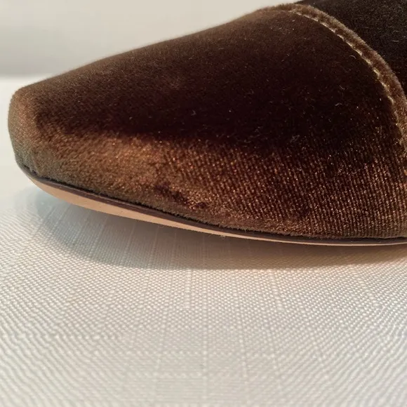 Frances Valentine Marni Gold Block Heel Boots Solid Brown Stretch Velvet SZ 9.5B