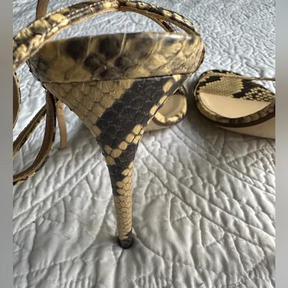 Francesco Russo strappy high-heeled sandals with a snakeskin pattern