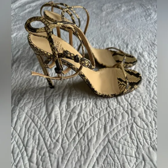 Francesco Russo strappy high-heeled sandals with a snakeskin pattern