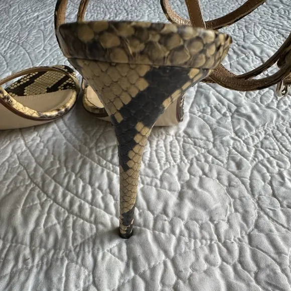Francesco Russo strappy high-heeled sandals with a snakeskin pattern