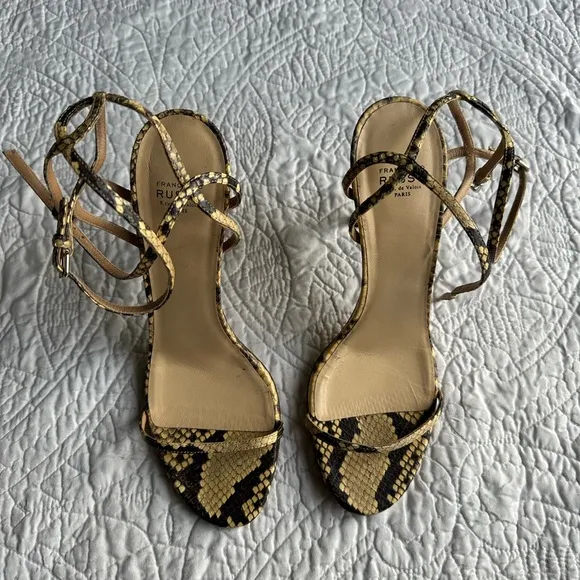 Francesco Russo strappy high-heeled sandals with a snakeskin pattern