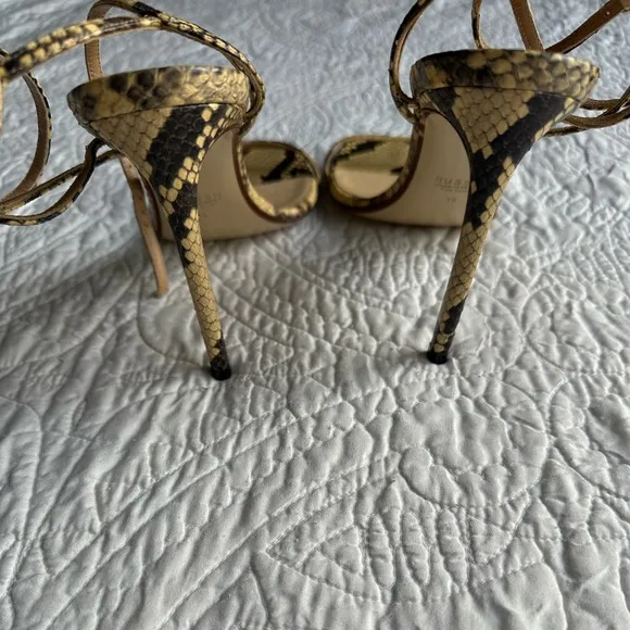 Francesco Russo strappy high-heeled sandals with a snakeskin pattern